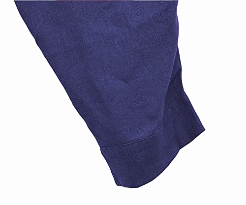 CLANMILUMS Men's Cotton Harem Pants Casual Loose Hippie Drop Crotch Trouser - color: Navy, size: Medium