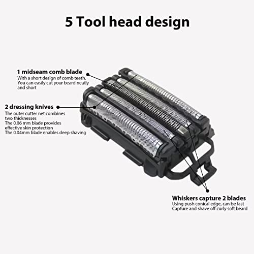 WES9173P Replacement Shaver Foil with 5-Blades Compatible for Panasonic ES-LV95-S, ES-LV65-S, ES-LV81-K, ES-LV61-A