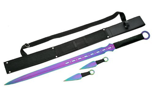 Snake Eye Full Tang Tactical Blade Katana/Ninja Sword/Machete/Throwing Knife, 27-Inch. - color: Rainbow