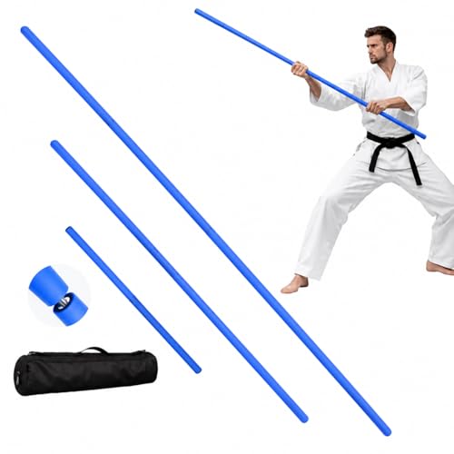 Collapsible Foam Padded Bo Staff 4ft / 6ft – Portable Martial Arts Training Staff for Safe Practice, Lightweight Detachable Design with Carry Bage - color: blue