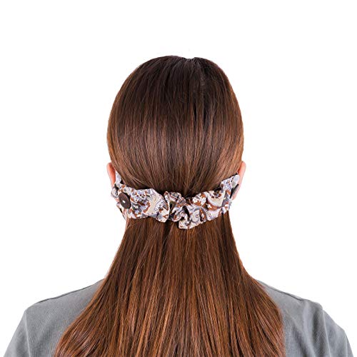LOFBAZ Strap Holder with Buttons for Hook Face Covering Extender Adjustable Protection Reusable Washable Straps Paisley Khaki OS - color: Paisley Khaki