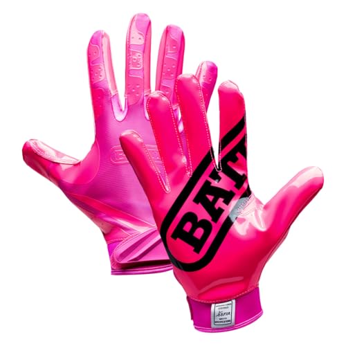 Battle Sports Double Threat Wide Receiver Gloves - color: Pink, size: Adult 2X-Large