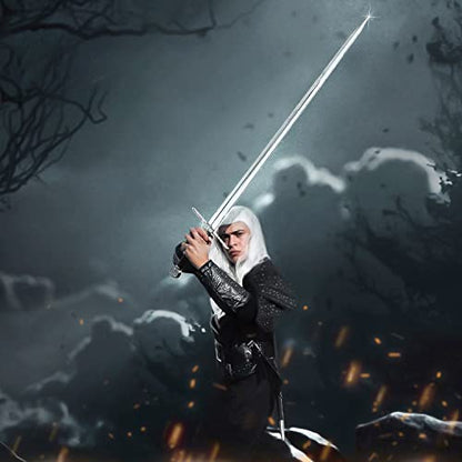 49" Fantasy Wolf Two Handed Sword - Long Sword with Scabbard - Stainless Steel Blade - Use As Cosplay Sword, LARP Sword & Prop Sword - for Collection, Cosplay & Gifts