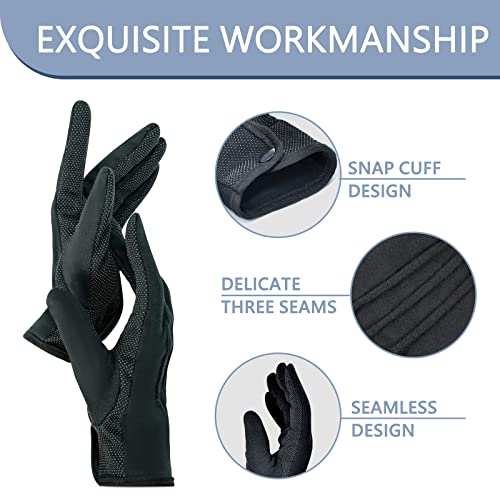 Beaded Parade Cotton Gloves for Women and Men With Grip - Non-Slip Costume Uniform Police Gloves With Snap Cuff - color: Black,1pc