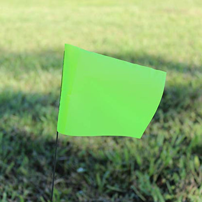 Swanson Tool Co FLM15100 2.5-Inch by 3.5-Inch Marking Flags with 15-Inch Wire Staffs, Lime, 100-Pack - color: Green, size: 100 Pack