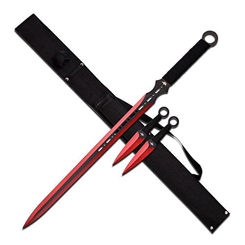 Snake Eye Full Tang Tactical Blade Katana/Ninja Sword/Machete/Throwing Knife, 27-Inch. - color: Red