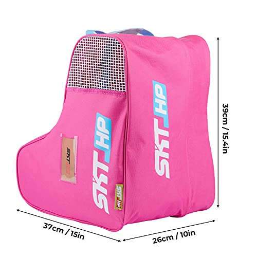 Roller Skate Bag with Adjustable Shoulder Strap for Kids and Adults to Hold Inline Skates and Knee Pads - color: Pink
