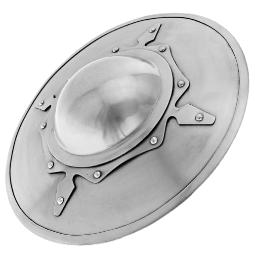 Armory Replicas™ - Battle-Ready Medieval Buckler Shield - 16-Gauge Steel Construction - Functional & Stylish - color: Silver, style: Design 3