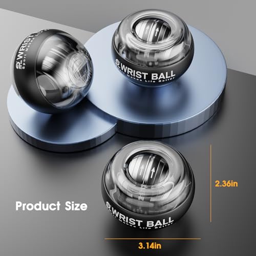 JIN BD Auto Start Wrist Ball，Gyro Ball Trainer，Wrist Exerciser，Gyroscopic - color: Black (No Light)