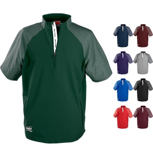 Rawlings | Boy's Colorsync Short Sleeve Cage Jacket | Athletic Training Apparel | Youth Sizes | Multiple Colors - color: Dark Green, size: Medium