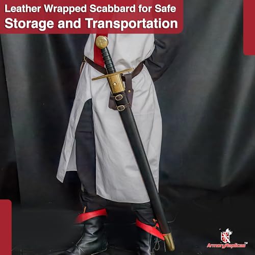 Armory Replicas™ Medieval Hand Forged Knight Sword EN45 Carbon Steel Full Tang with Scabbard - style: Crusader Templar Sword