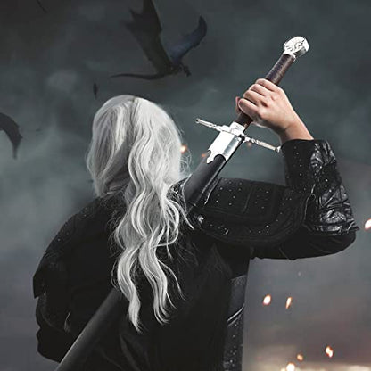 49" Fantasy Wolf Two Handed Sword - Long Sword with Scabbard - Stainless Steel Blade - Use As Cosplay Sword, LARP Sword & Prop Sword - for Collection, Cosplay & Gifts