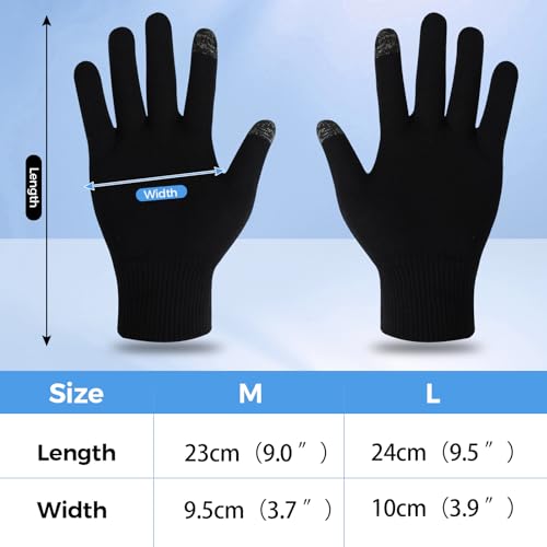 Donfri Touchscreen Cotton Moisturizing Gloves - 6 Pairs, Black, L - size: Large-Black