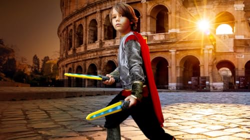 Geospace 18” Gladiator Geosword - 2 Pack LED Light Saber Toy Swords for Kids & Adults, Motion Activated Lights & Sounds, Star Wars Lightsabers, Safe Indoor/Outdoor Lightsaber Play