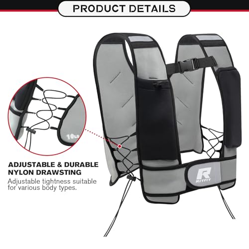 RitFit Weighted Vest, 4lb/8lb/10lb/12lb/15lb/20lb Weight Vest with Reflective Stripes, Weight Vest Adjustable for Women and Men Workout, Strength Training, Running, Fitness, Jogging, Walking - color: 20LB