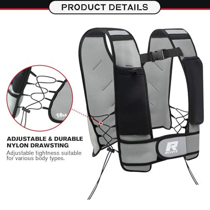 RitFit Weighted Vest, 4lb/8lb/10lb/12lb/15lb/20lb Weight Vest with Reflective Stripes, Weight Vest Adjustable for Women and Men Workout, Strength Training, Running, Fitness, Jogging, Walking - color: 20LB