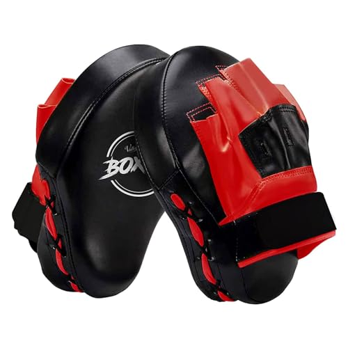 Valleycomfy Boxing Pads Curved Focus Punching Mitts for Men Women - color: Red