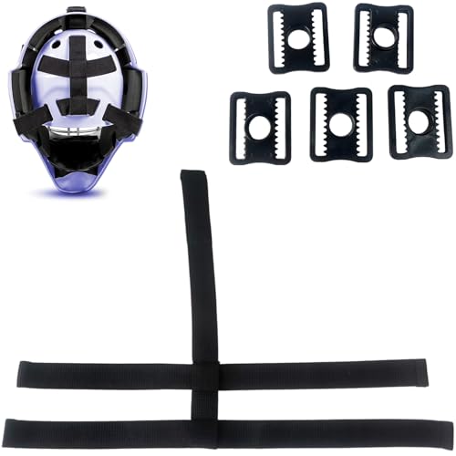 Goalie Mask Straps Kit - Universal 5 Point Replacement Mask Head Harness with 5 Clips Adjustable Nylon Webbing for Ice Hockey & Lacrosse Goalie Masks Secure Fit & Durable Construction
