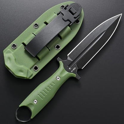 Gtkii GTK50 Fixed Blade Knife AUS-10 Stainless Steel Blade Nylon Fiberglass Full Tang Handle EDC Fix Knifes for Outdoor Camping Survival(Green) - color: Green