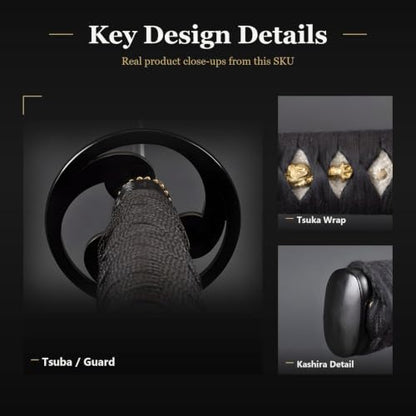 Katana Samurai Sword, 1045 Carbon Steel, Hand Forged, Full Tang - color: Katana Tomoe Crest-921