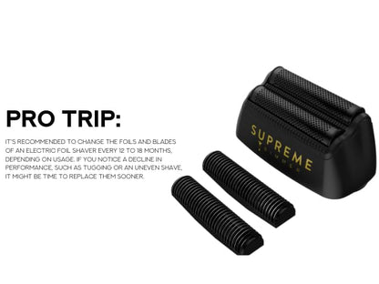 Supreme Trimmer Replacement Foil & Cutter SB63 | Hypoallergenic Foil for Crunch STF602 | Black - color: Black Foils & Cutters