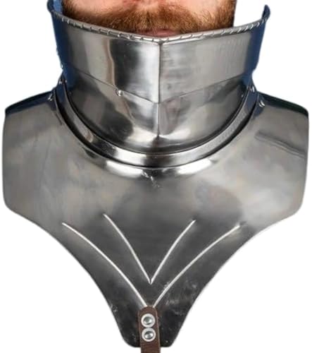 Medieval Steel Gorget with Bevor – Wearable Knight Neck & Throat Armor for LARP, Cosplay, Renaissance Fair & Reenactment