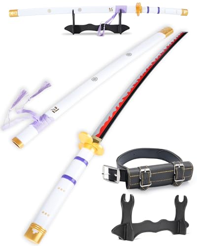 Cold Blade Katana Sword - 41 inches Katana Replica with Holster Belt and Display Stand - Sword with Authentic Design - color: Inferno White