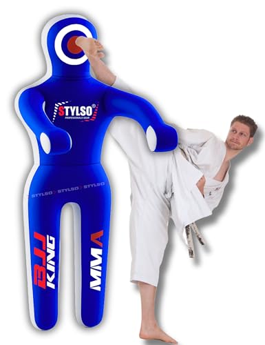 Unfilled Grappling Dummy – Adult Life Size Wrestling & BJJ Training Dummy, MMA Jiu Jitsu Judo Takedown & Throwing Practice, Heavy-Duty Triple-Stitched Canvas Submission Dummy - color: Blue, size: 5ft / 60"
