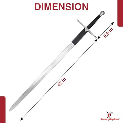 Armory Replicas™ - William Wallace Medieval Swords Collection - Deluxe Claymore Variations with Sheath - Stainless Steel Blade, Leather-Covered Handle - Inspired by Braveheart - style: Two-Handed