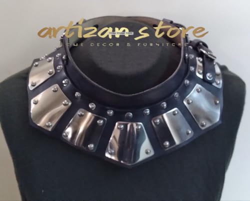 Gorget Neck Guard SCA LARP Armour – 18G Mild Steel Splinted Leather Brigandine Collar