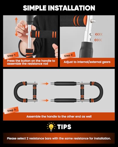 2026 New Saker PowerTwist Arm Trainer, Adjustable Forearm Strengthener, Arm Exercise and Chest Workout Equipment for Home Gym, for Men, Ideas for Fitness Enthusiasts - style: 30-120LB(Orange-Black)