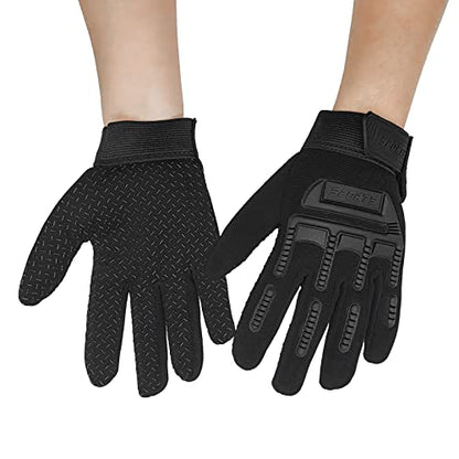 Long Keeper Kids Cycling Tactical Gloves – Boys Sport Climbing Fishing Gloves Anti Slip Full Finger Gloves - color: Style2, Black, size: Small