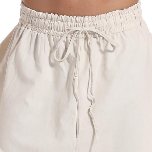 CLANMILUMS Men's Cotton Harem Pants Casual Loose Hippie Drop Crotch Trouser - color: Beige, size: Large