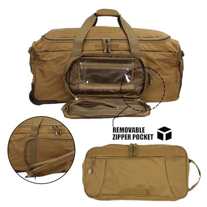 120L Travel Duffle Bag With Wheels Expandable Rolling Travel Bag for Men - color: Tan
