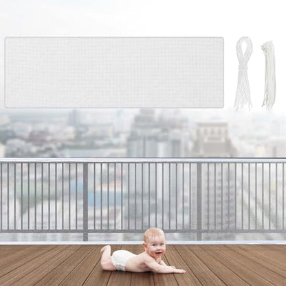 Hosuly Banister Guard Balcony Netting, 15 x 3 ft, White, 1 Set - color: White, size: 15 x 3 ft