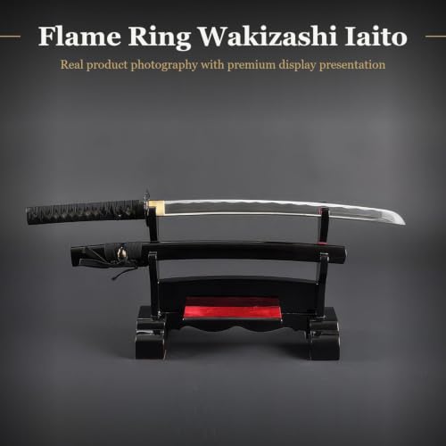 Wakizashi Iaito, Unsharpened Aluminum Alloy Iaido Training Sword - style: Flame Ring