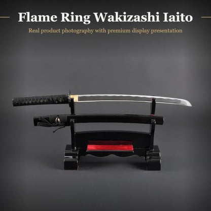 Wakizashi Iaito, Unsharpened Aluminum Alloy Iaido Training Sword - style: Flame Ring