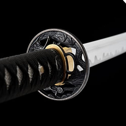 Traditional Heat/Clay Tempered Hand Forged Katana Sword | Real 1060/1095 T10 High Carbon Steel Sharp Full Tang Katanas | Practical Authentic Japanese Samurai Swords - color: Muramasa