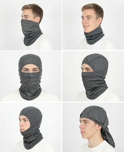 BOCOMAL FR Balaclava with Face Mask Flame Resistant 5.5oz Lightweight 100%C - color: Heather Dark Gray