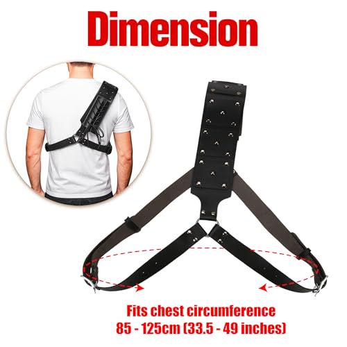 Medieval Back Holster Sword Holder - Adjustable PU Leather Strap, Katana Sheath Frog Shoulder Belt for Armor, Renaissance, Vikings Cosplay, and Warrior Costume with Buckle Crossbody Case