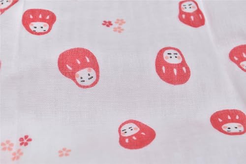 Japanese Gauze Tenugui Towel – 100% Cotton Made in Japan – Quick Dry, Soft & Lightweight Kitchen Tea Towel, Face & Hand Towel for Travel, Gym and Daily Use (1, Daruma Pattern White, Medium) - color: Daruma Pattern White