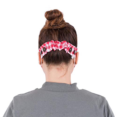 LOFBAZ Strap Holder with Buttons for Hook Face Covering Extender Adjustable Protection Reusable Washable Straps Plaid Red OS - color: Plaid Red