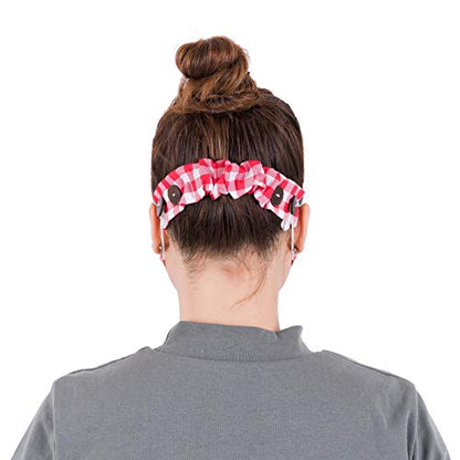 LOFBAZ Strap Holder with Buttons for Hook Face Covering Extender Adjustable Protection Reusable Washable Straps Plaid Red OS - color: Plaid Red