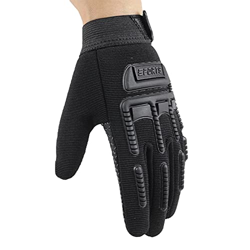 Long Keeper Kids Cycling Tactical Gloves – Boys Sport Climbing Fishing Gloves Anti Slip Full Finger Gloves - color: Style2, Black, size: Small
