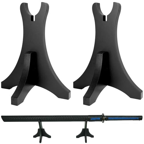 Sword Stand with Blade Slot Wood Samurai Katana Holder for Desktop Display Adjustable Weapon Display Stand for Long & Short Swords Dagger (Large - Single Tier) - color: Large - Single Tier