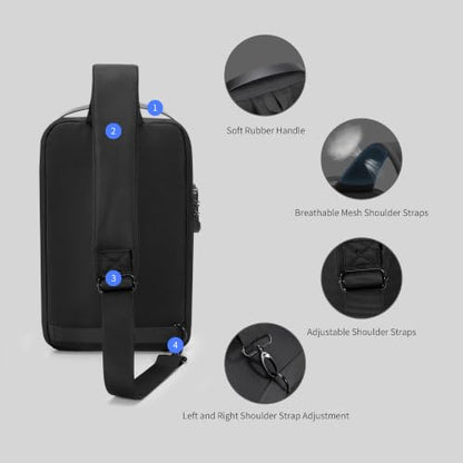 Kingsons Anti-theft Sling Backpack with Lock& Charger for Men - color: Black