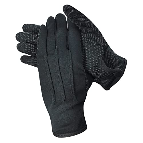 Beaded Parade Cotton Gloves for Women and Men With Grip - Non-Slip Costume Uniform Police Gloves With Snap Cuff - color: Black,1pc