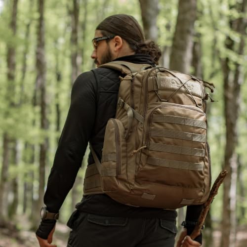 Mardingtop 40L Tactical Backpack for Men, Large Molle Military Rucksack Assault Pack for Hiking Travel Camping - color: Khaki