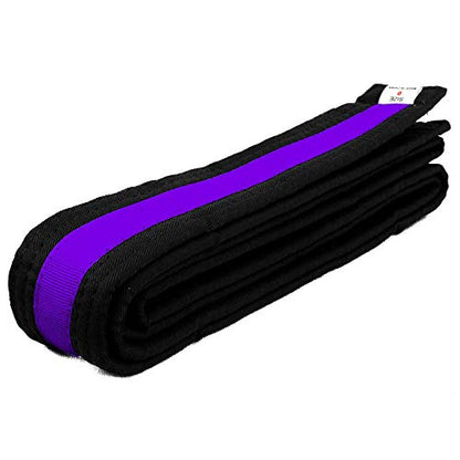AAMA Martial Arts Belt Mixed Stripe Color Belts and Black Belts - Taekwondo Karate Judo - color: Black Purple, size: 0