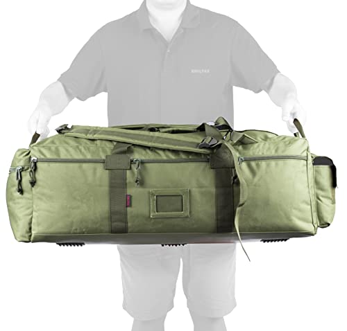 Large Military Duffle Bag Tactical Gear Load Out Bag Deployment Cargo Bag Travel Sports Equipment Duffel Luggage Bag with Backpack Straps 90L - color: COYOTE TAN